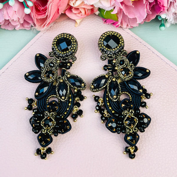 Große Soutache-Ohrringe in Schwarz und Gold