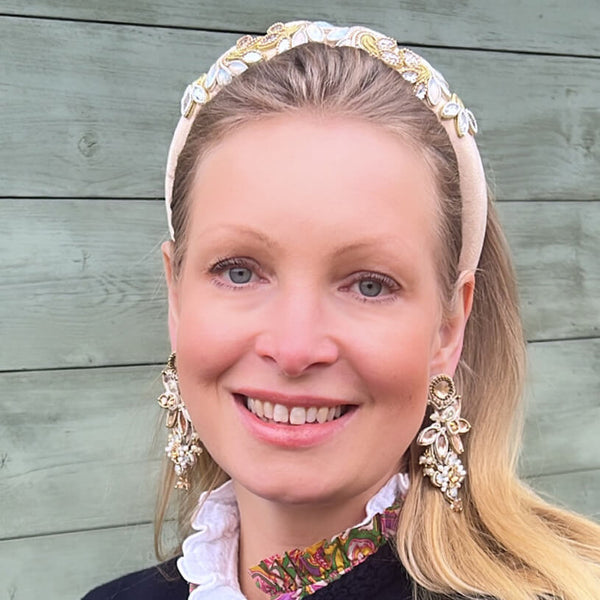 Große Soutache-Ohrringe in Champagner und Gold