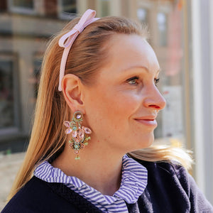 Große Soutache-Ohrringe in Zartrosa und Mintgrün