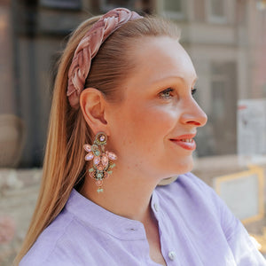 Große Soutache-Ohrringe in Zartrosa und Mintgrün