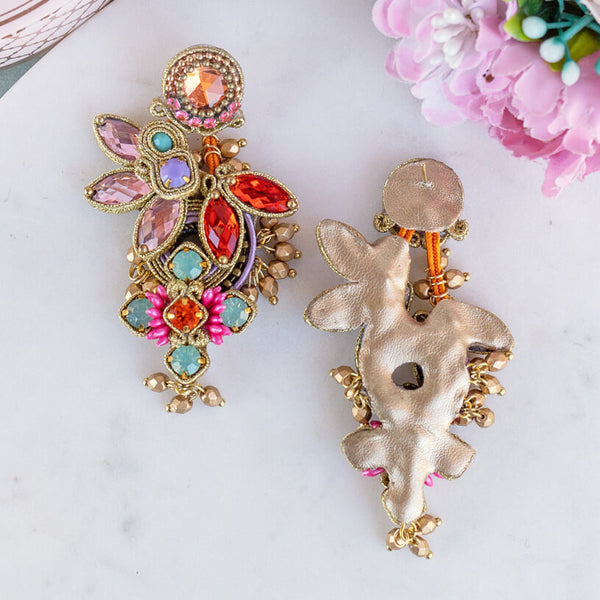 Große Soutache-Ohrringe in Orange, Flieder, Rosa und Türkis