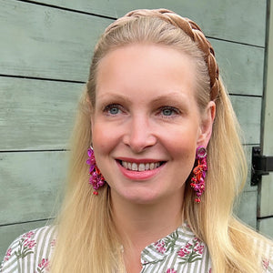 Große Soutache-Ohrringe in Pink und Violett