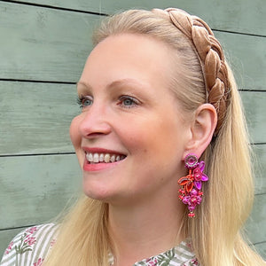 Große Soutache-Ohrringe in Pink und Violett