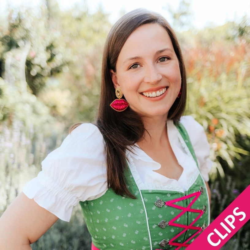 Modische Soutacheohrclips als pinker Kussmund