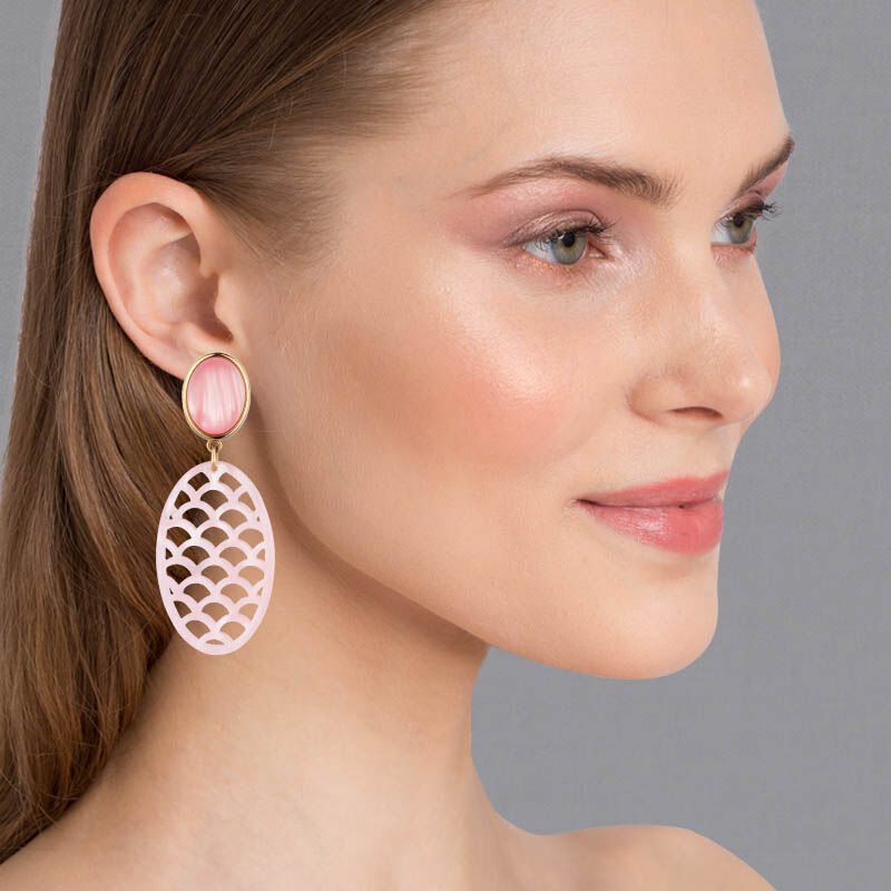 Rosafarbene Ohrringe mit Oval als Clips von AmuseToi