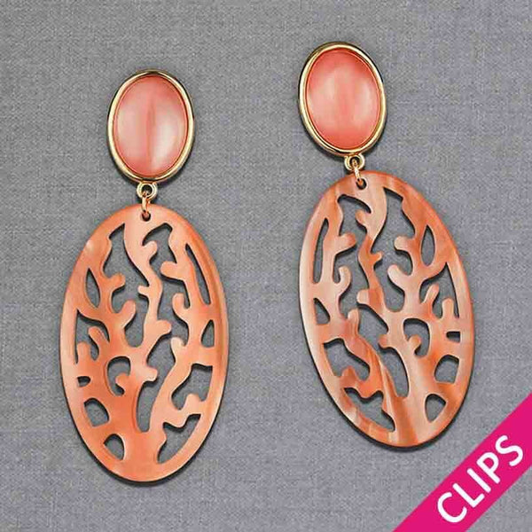 Ohrclips in Rosa mit Ornament in Korallenoptik von AmuseToi