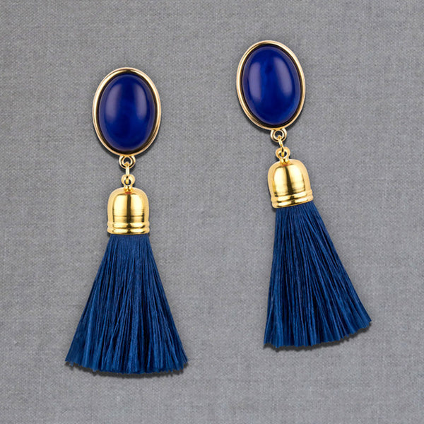 Quasten Ohrringe als Ohrstecker in Dunkelblau mit marineblauer Quaste von AmuseToi
