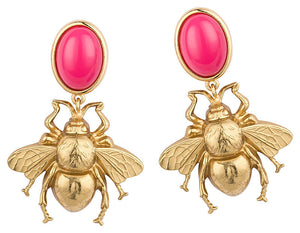 Ohrclips in Pink mit vergoldeter Hummel von AmuseToi