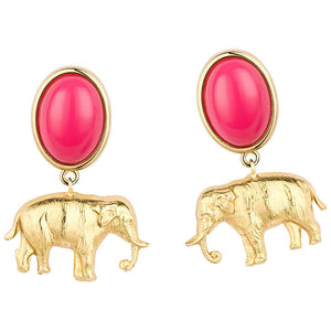 Ohrstecker in Pink mit vergoldetem Elefant von AmuseToi