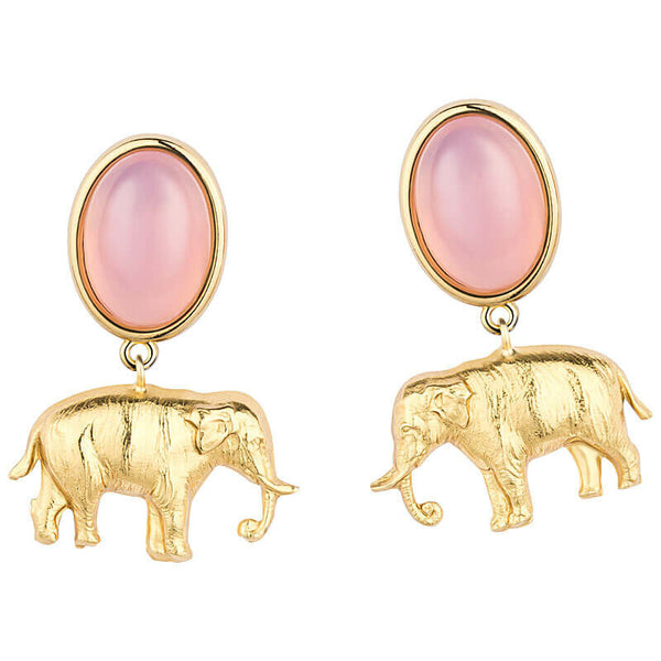 Ohrstecker in Rosa mit vergoldetem Elefant von AmuseToi