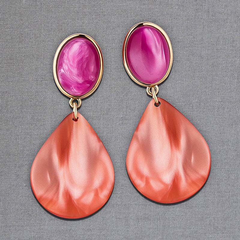 Pinke Ohrstecker mit korallfarbenen Tropfen von AmuseToi
