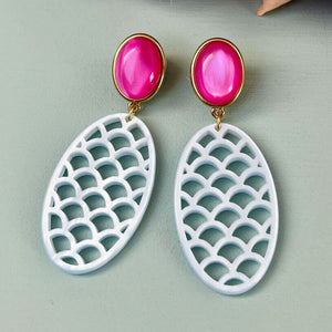 Pinke Ohrstecker mit Oval in Hellblau von AmuseToi