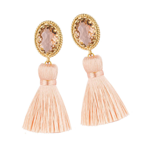Funkelnde QuastenOhrringe in Nude und Apricot Farben