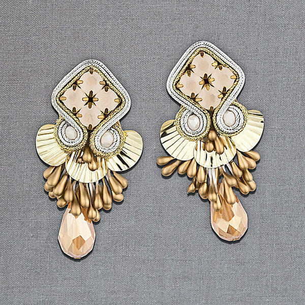 Gold und Silber glänzende Statement-Ohrringe mit Glitzer-Tropfen