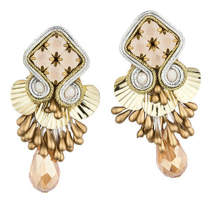 Gold und Silber glänzende Statement-Ohrringe mit Glitzer-Tropfen als Ohrclips