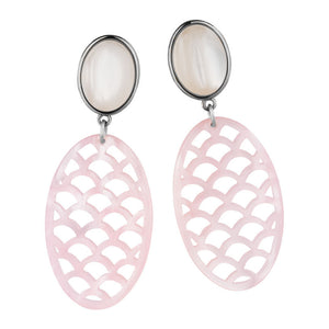 Silberfarbene perlmuttfarbene Ohrstecker mit Oval in Rosa von AmuseToi