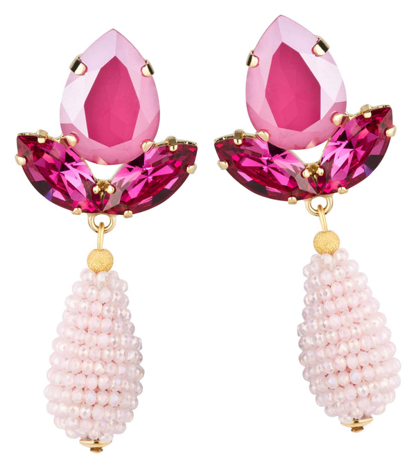 Funkelnde Ohrstecker in Pink mit rosafarbenen Glitzertropfen von AmuseToi