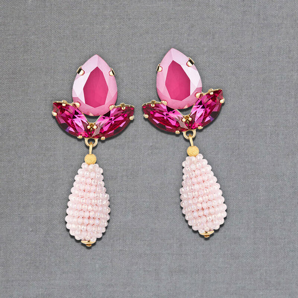 Funkelnde Ohrstecker in Pink mit rosafarbenen Glitzertropfen von AmuseToi
