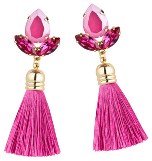 Glitzernde Ohrstecker in Pink mit edler Quaste von AmuseToi