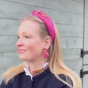 Trendige Soutache-Ohrringe in Pink und Orange