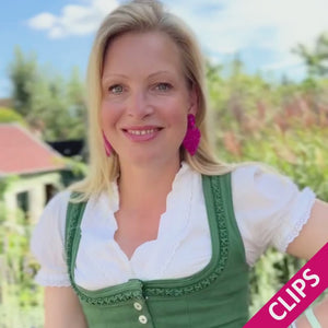 Funkelnde Soutacheohrclips als pinkes Herz