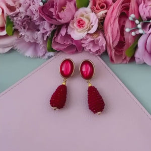 Rote Ohrringe mit glitzerndem Tropfen von AmuseToi