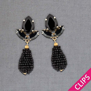 Funkelnde Ohrclips in Schwarz mit glitzernden Tropfen von AmuseToi