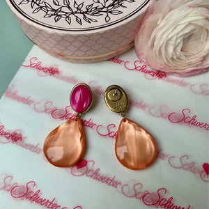 Pinke Ohrstecker mit korallfarbenen Tropfen von AmuseToi