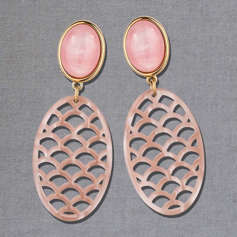 Rosafarbene Ohrstecker mit Oval in Beige von AmuseToi