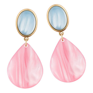 Hellblaue Ohrstecker mit Tropfen in Rosa von AmuseToi