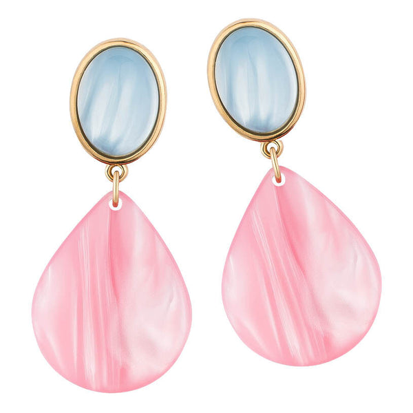 Hellblaue Ohrstecker mit Tropfen in Rosa von AmuseToi